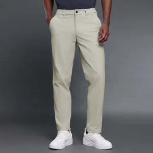 Front view of men's Raw Linen warp-knit performance pants.