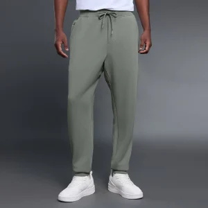 Front view of men's Iron Mountain Green thermal joggers.