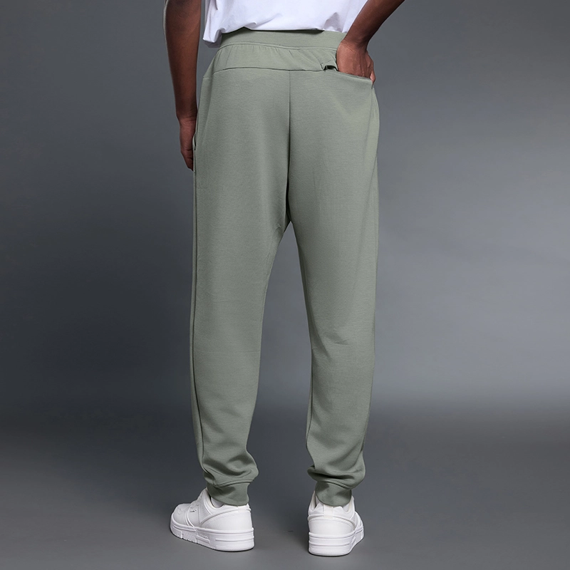 MZ-MWP002 | Wholesale Men's Joggers: 300G Brushed Air-Layer Fabric & Secure Back Zip Pocket - Iron Mountain Green - muzyoga 2 Back view of MZ-MWP002 men's air-layer training pants.