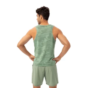 muzyoga-MZMTT002-men-green-training-tank-back back view of the Athletic Green performance tank top.