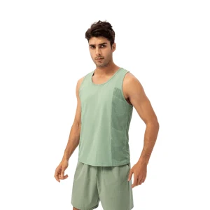 Front view of the Athletic Green performance tank top.