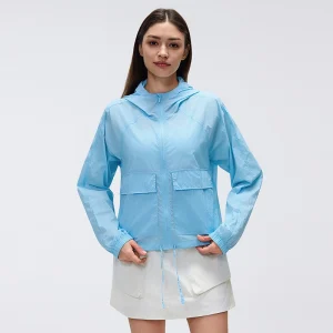 Custom OEM/ODM Solution 17 Front view of MZ-006 Bluebell ultra-light hooded sun protection jacket.