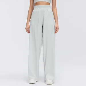 Front view of MZ-014 Vapor Grey mid-rise wide-leg sports trousers.