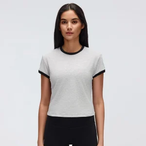 Front view of MZ-053 Light Grey and Black contrast sports t-shirt.