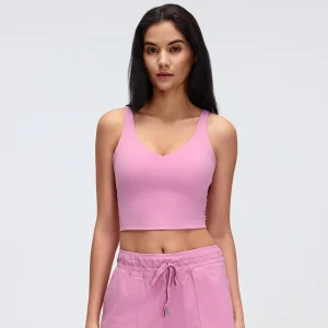 Front view of MZ-054 Frosting Pink double-stitched sports tank top.