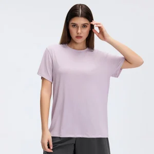 Front view of MZ-088 Taro Purple classic crew neck sports t-shirt.
