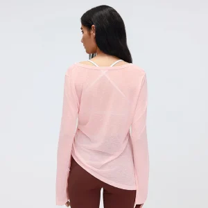 Rear view showcasing the relaxed fit and elegant drape of the slub fabric.