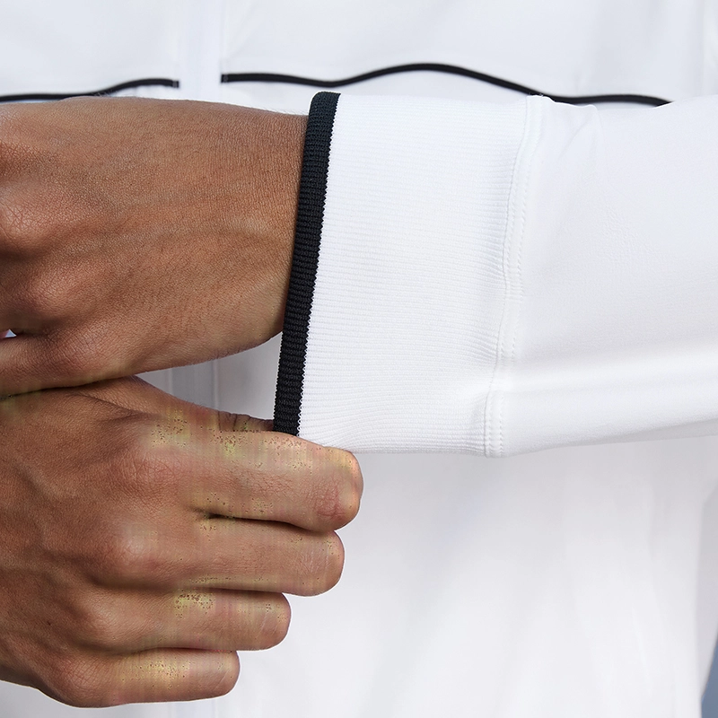 MZ-105 | Wholesale Cotton-Feel Sun Protection Jacket: 165G 4-Way Stretch & Stand Collar - White - muzyoga 5 Detailed view of the comfortable elastic cuffs for a secure fit.