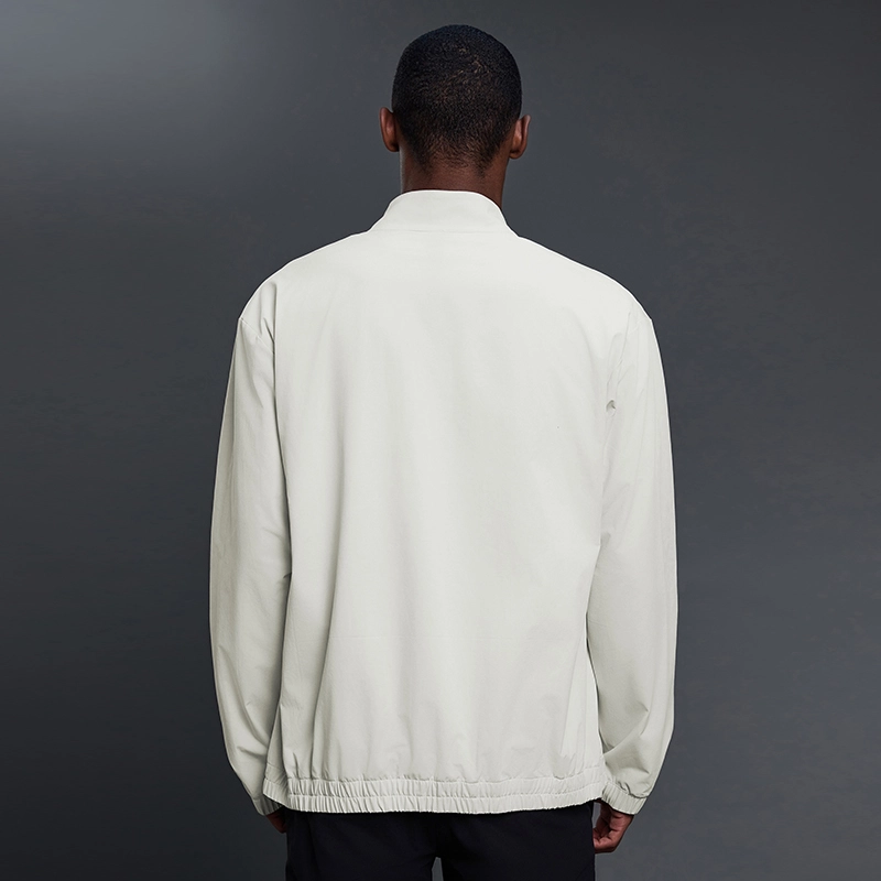 MZ-MJ003 | Wholesale Men's Ultra-Light Windbreaker: 145G High-Performance Fabric & Underarm Ventilation - Bone White - muzyoga 2 Back view of MZ-MJ003 men's training jacket in bone white.