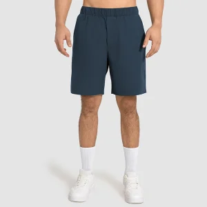 Front view of men's Deep Blue quick-dry fitness shorts.