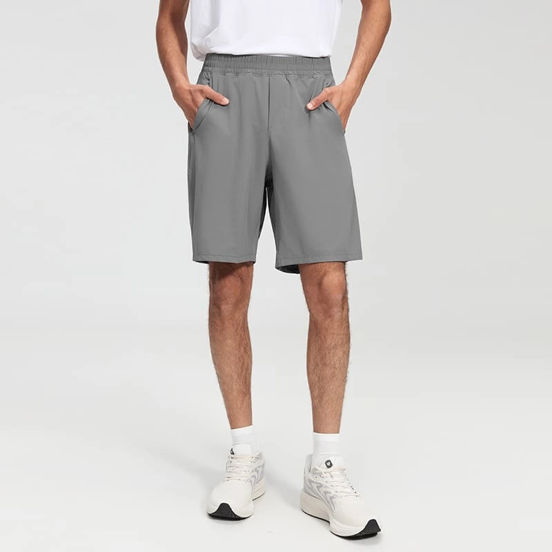 MZ-MS002 | Wholesale Men's Ultra-Light Training Shorts: 110G Performance Fabric & SBS Zipper Pockets - Deep Carbon Dust - muzyoga 1 Front view of men's Deep Carbon Dust lightweight training shorts.