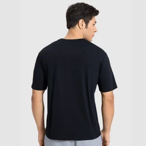 Back view of MZ-MT003 men's black short-sleeve tee.