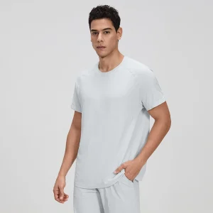 Front view of men's Vapor Grey seamless performance T-shirt.
