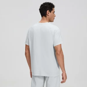 Back view of MZ-MT004 men's vapor grey seamless tee.