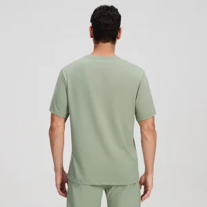Back view of MZ-MT006 men's mist green training tee.