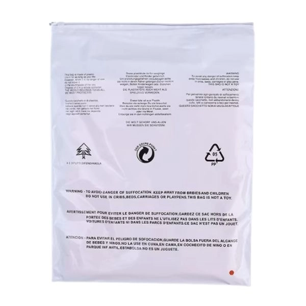 Eco-friendly recycled PP 05 packaging for muzyoga yoga wear and activewear.