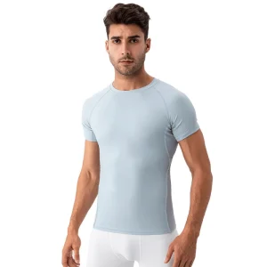 Front view of the Rain Cloud Grey athletic short-sleeve t-shirt.