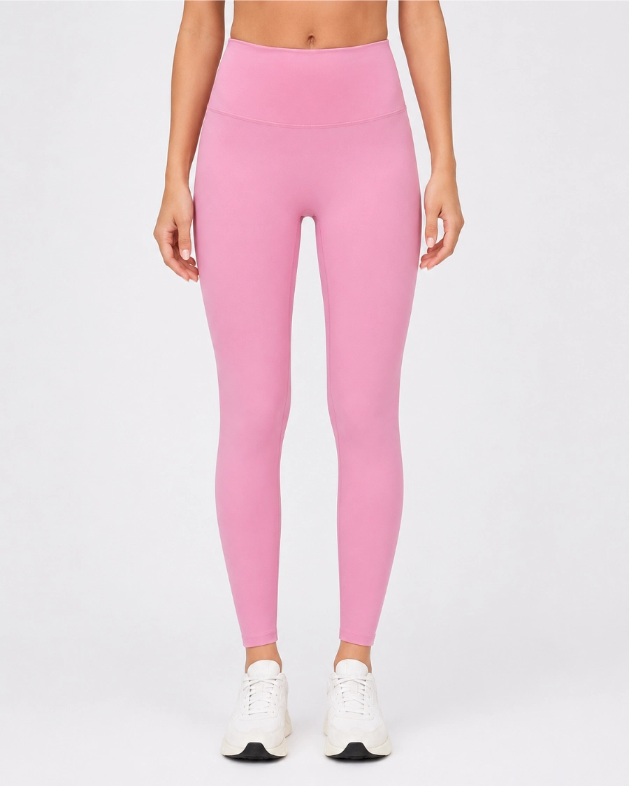 Pink no front seam leggings with smooth front panel