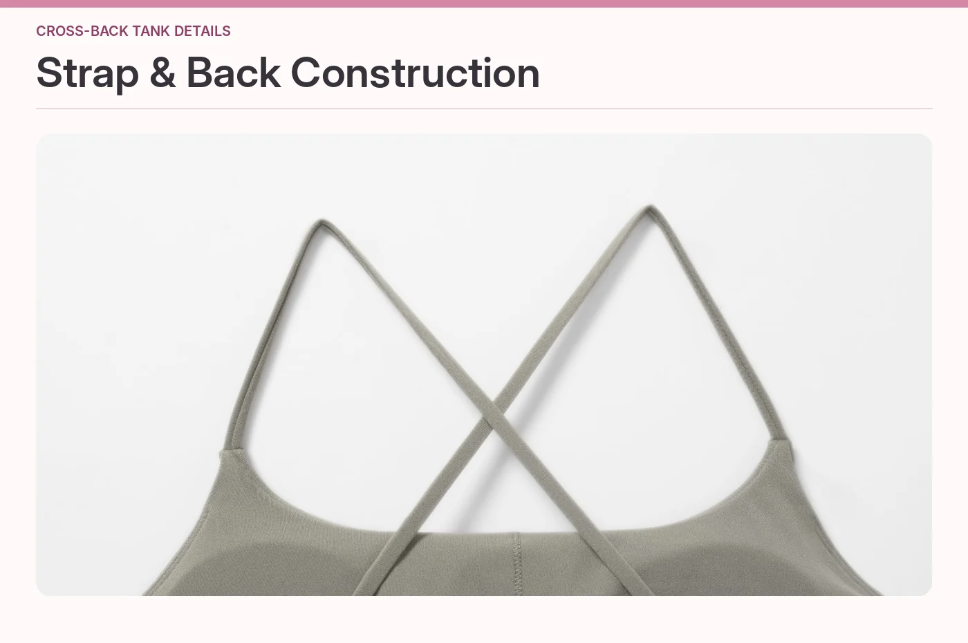 Back view of a sage green activewear tank top showing thin cross-back shoulder straps and the back neckline.