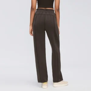 Women’s Straight-Leg Lounge Pants – Mahogany Brown Back View Back view of Mahogany Brown women's straight-leg lounge pants, showing the elastic waistband, rear seam detailing and full-length legs.
